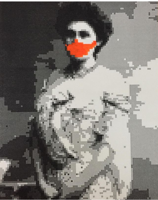 Aziza Othmena par l'artiste Tunisienne Mouna Jemal Siala, Pixel art 2021